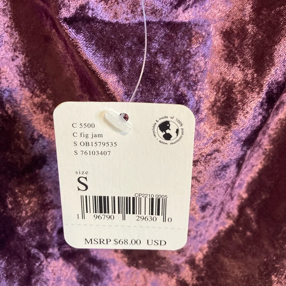 Free People All Night Velvet Tunic in Fig Jam (Size S)